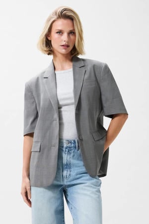 geruit oversized blazer zwart