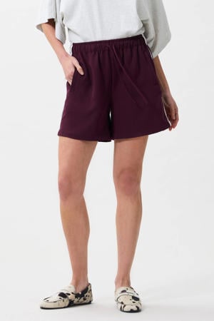 high waist casual short donkerrood