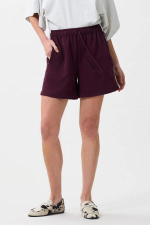 high waist casual short donkerrood