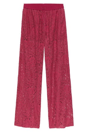 wide leg high waist broek donkerrood
