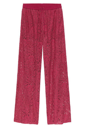 wide leg high waist broek donkerrood