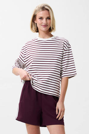 gestreept T-shirt ecru