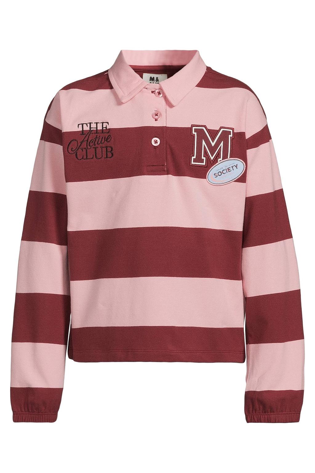 Me & My Monkey gestreepte longsleeve met tekst - roze/rood