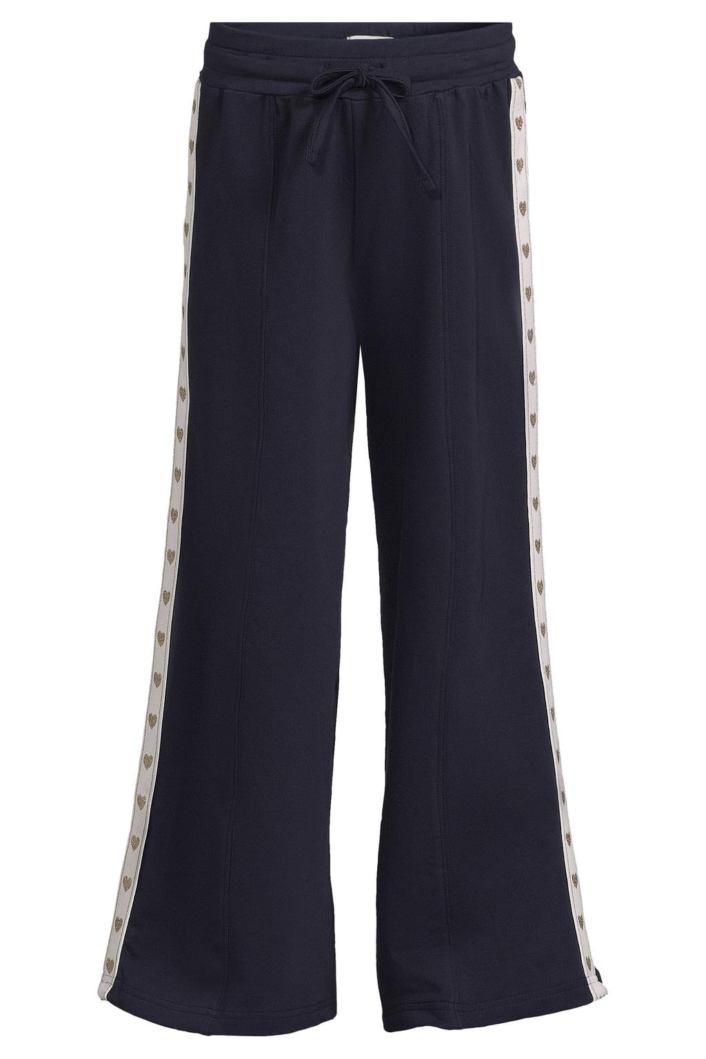 Me & My Monkey gestreepte joggingbroek met hartjes - donkerblauw