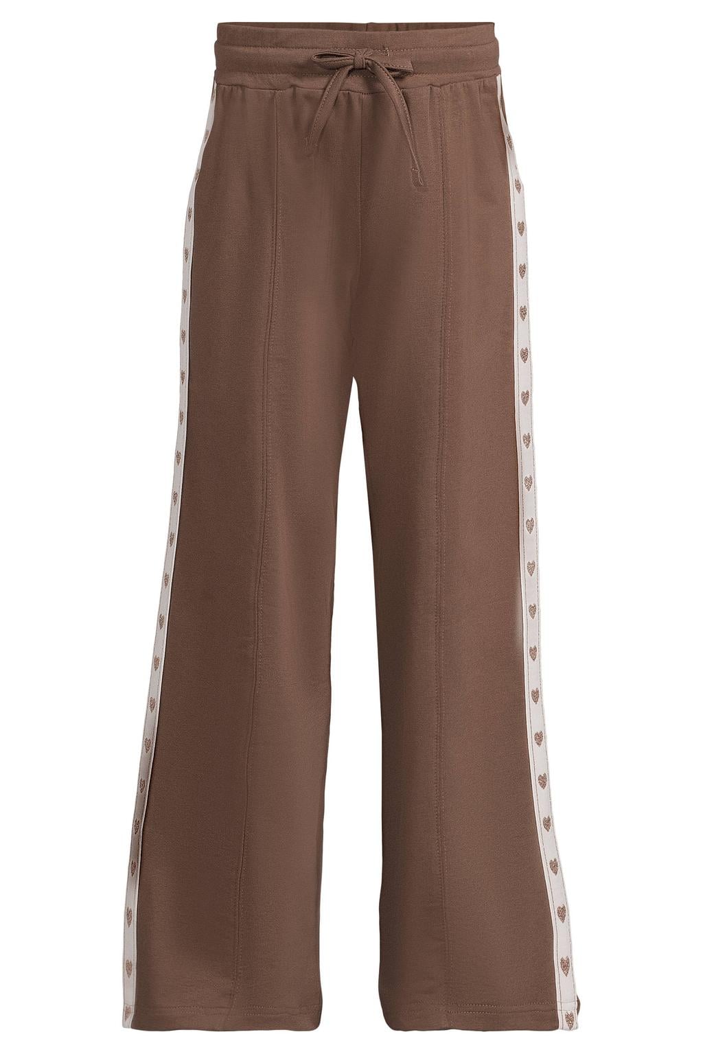 Me & My Monkey gestreepte joggingbroek met hartjes - bruin