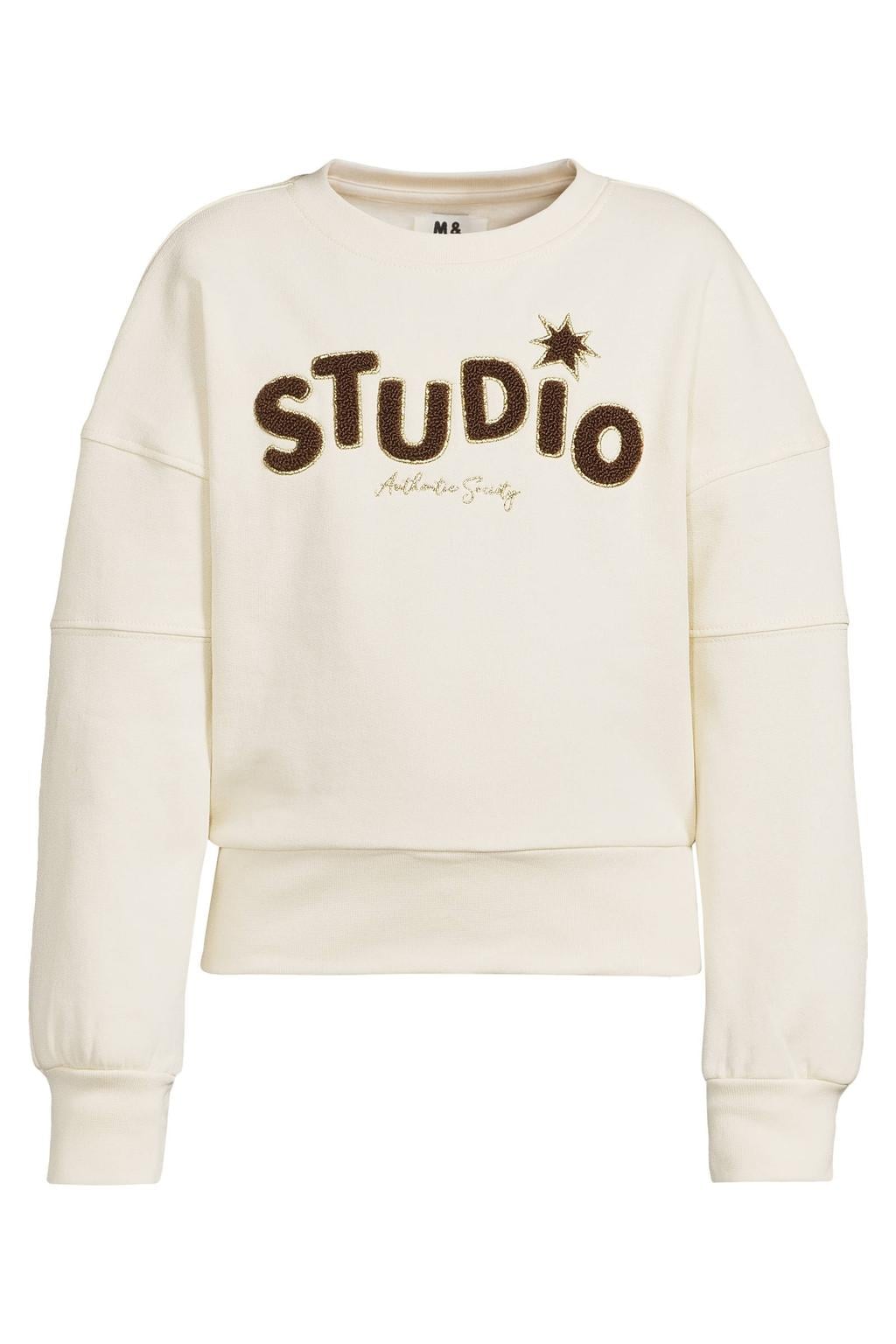 Me & My Monkey sweater met tekst - ecru