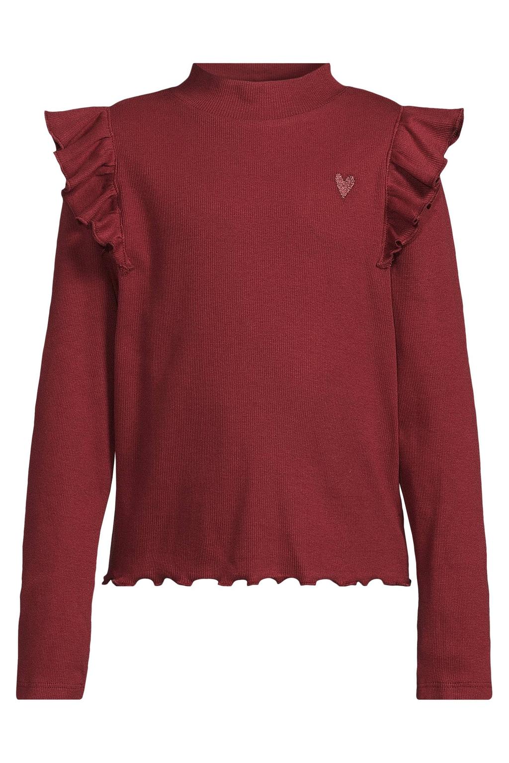 Me & My Monkey longsleeve met ruches - donkerrood
