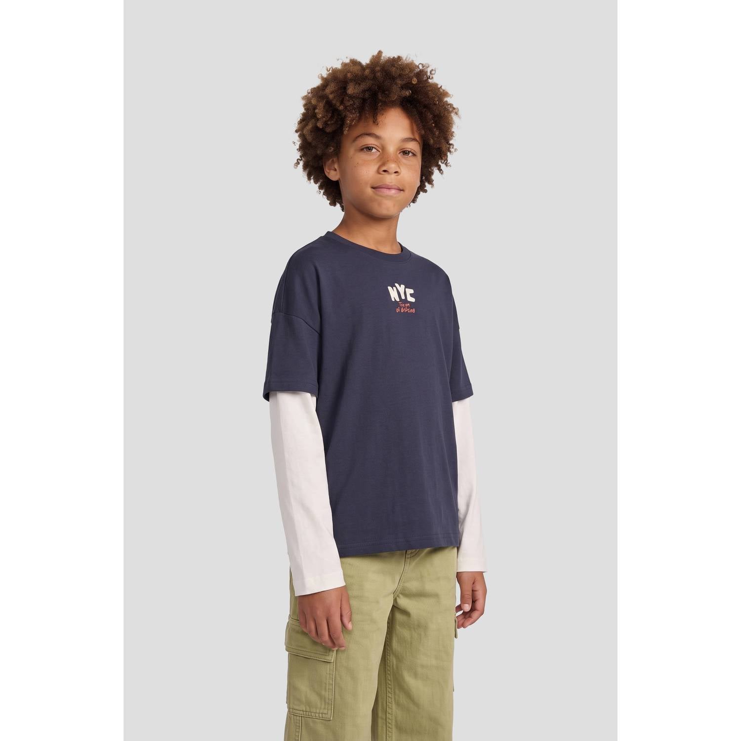 Me & My Monkey longsleeve met backprint donkerblauw ecru