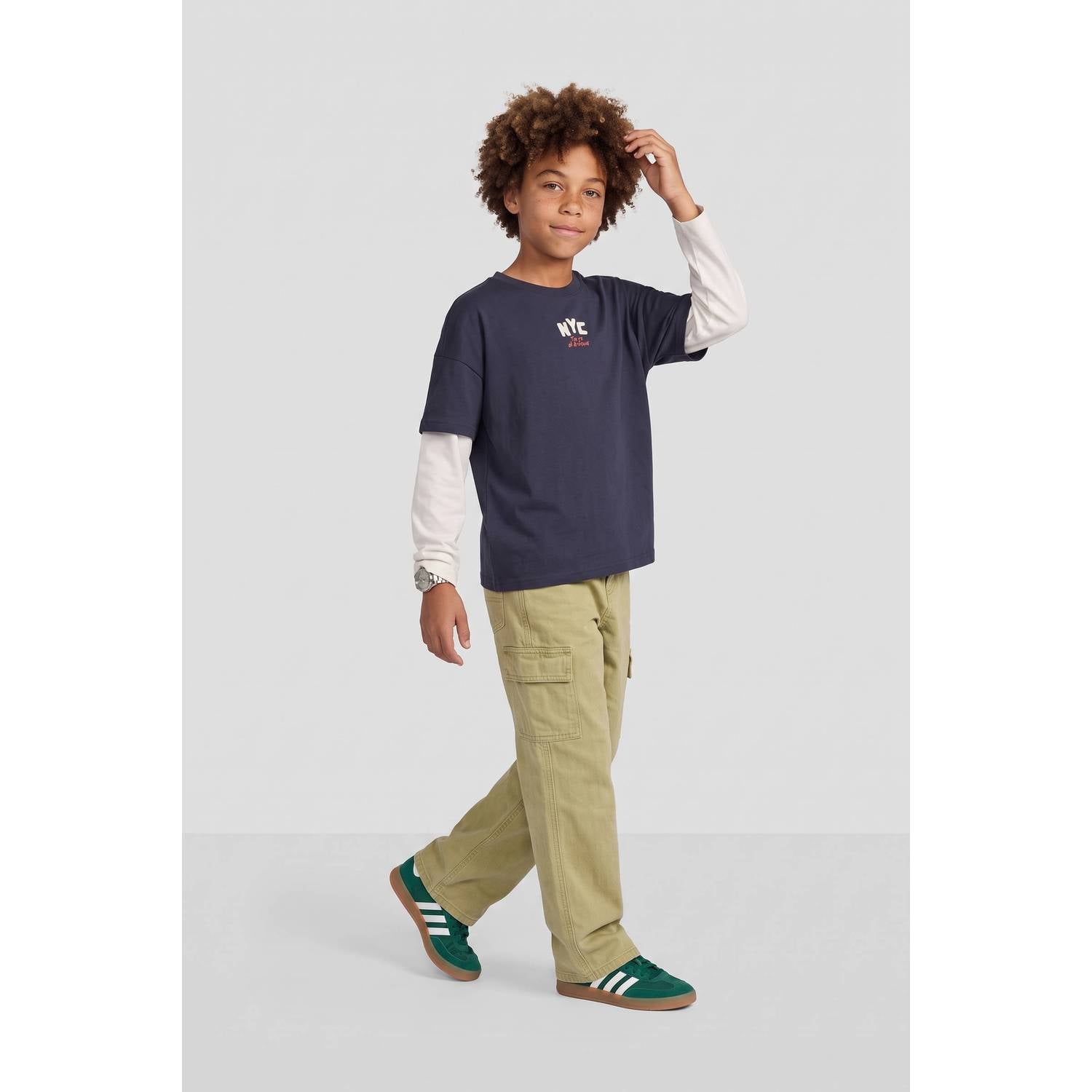 Me & My Monkey longsleeve met backprint donkerblauw ecru