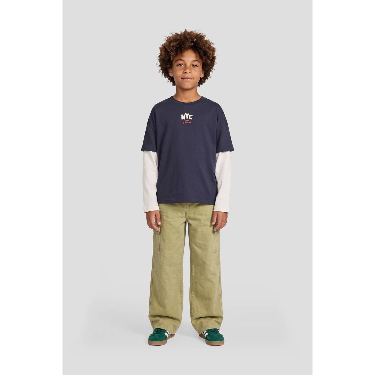 Me & My Monkey longsleeve met backprint donkerblauw ecru