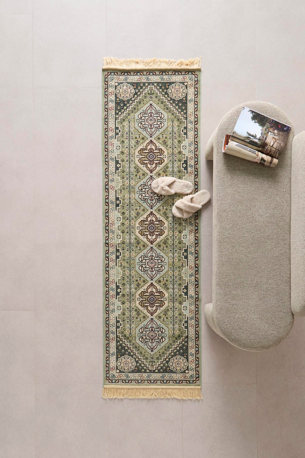 NOUS Living loper Granby groen (210x67 cm)