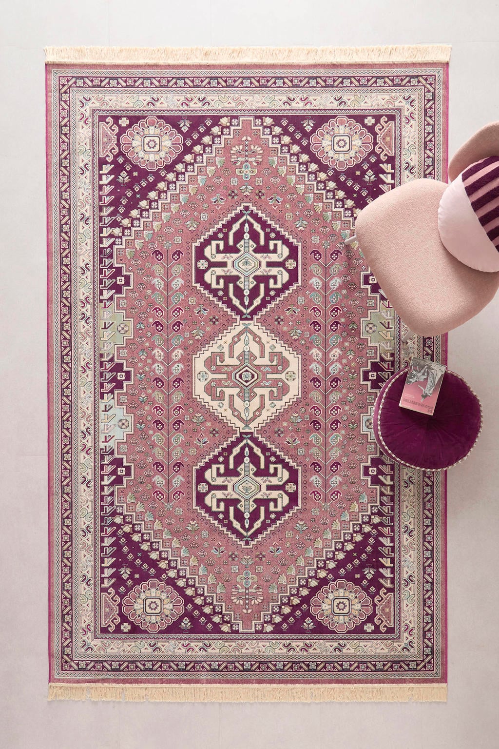 NOUS Living vloerkleed Granby rood/roze (300x195 cm)