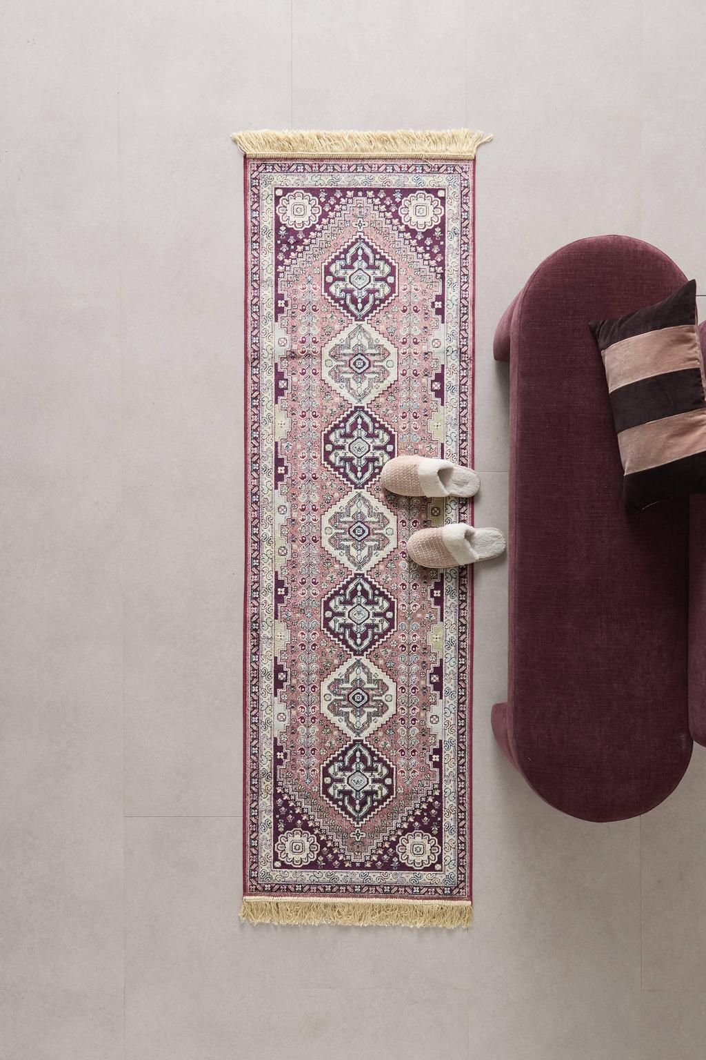 NOUS Living loper Granby rood/roze (210x67 cm)
