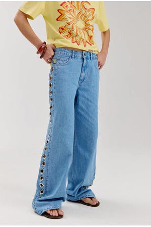 wide leg jeans light blue denim