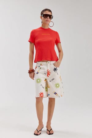 denim regular waist bermuda short ecru