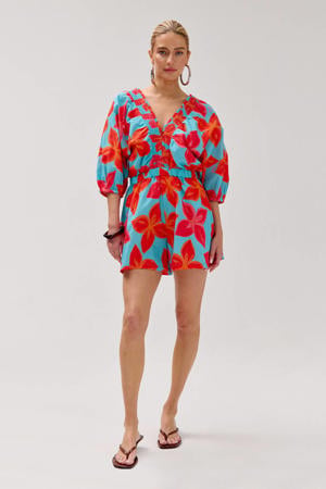 gebloemde playsuit blauw