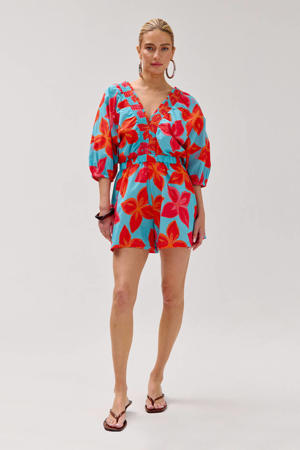 gebloemde playsuit blauw