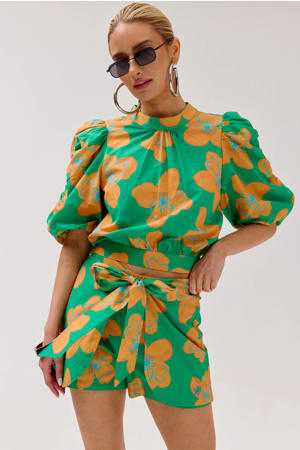 gebloemde top groen