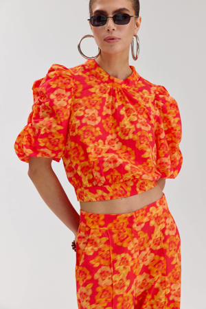 gebloemde top rood