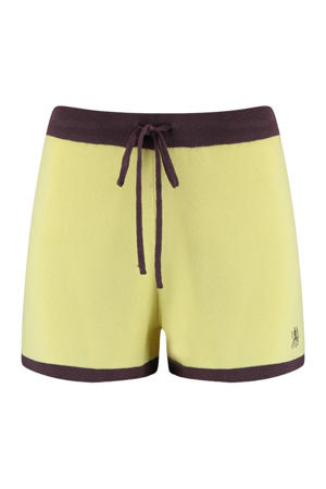 high waist casual short fijn gebreid lichtgeel