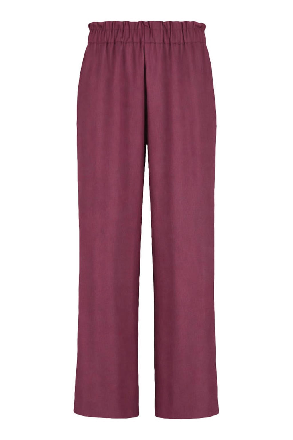 Donkerpaarse dames HARPER & YVE wide leg high waist broek van viscose met effen