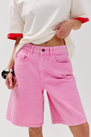 wide leg regular waist jort roze