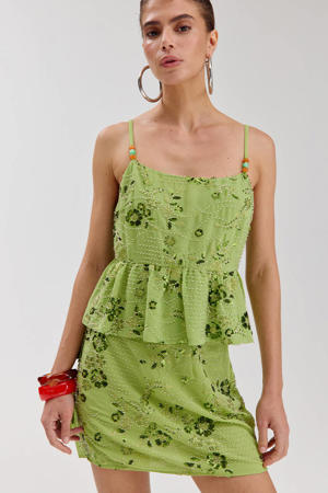 peplum top met pailletten groen