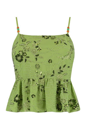 peplum top met pailletten groen