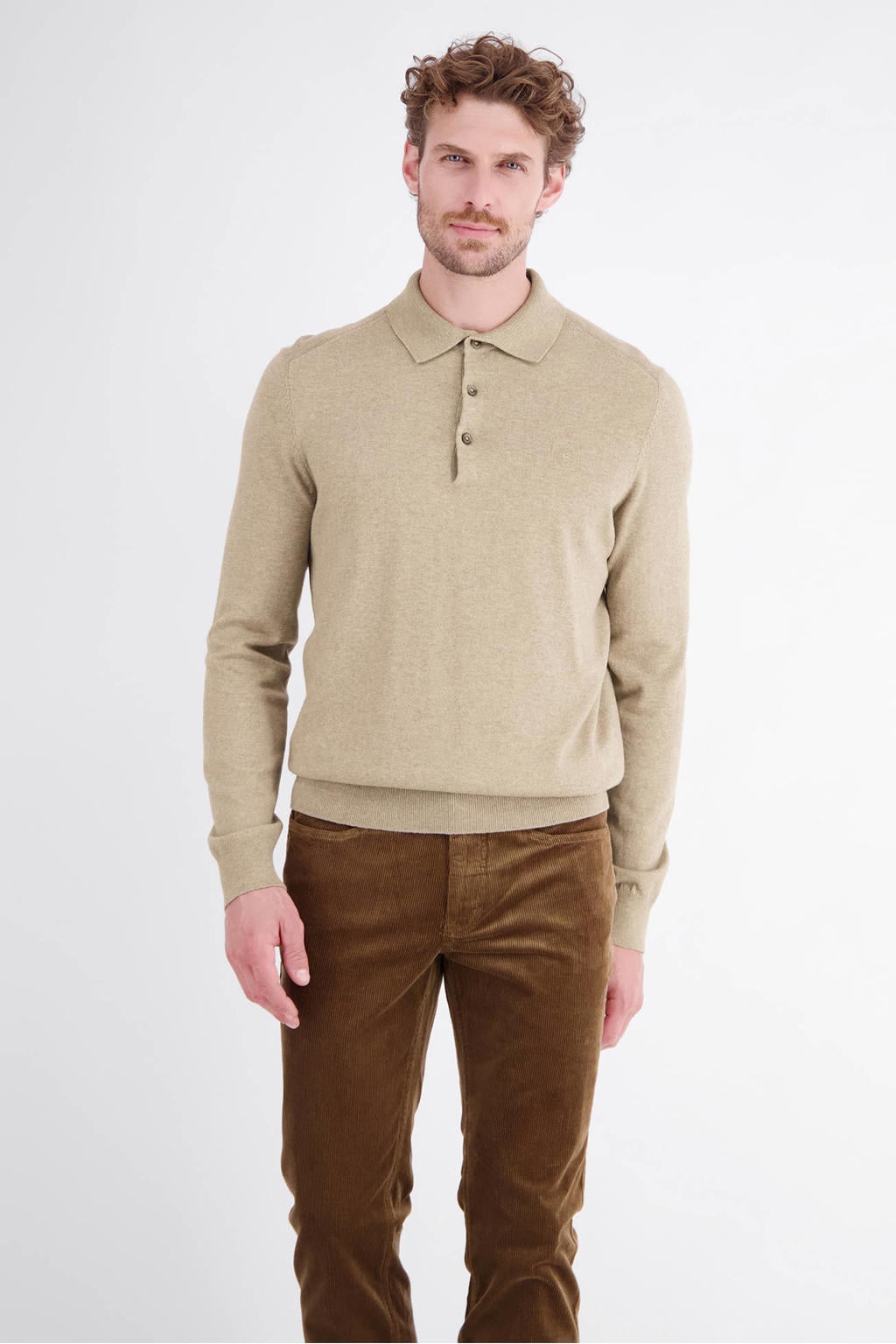 LERROS regular fit gebreide polo - beige