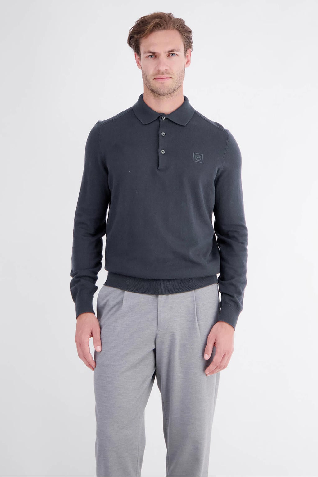 LERROS regular fit gebreide polo - donkerblauw