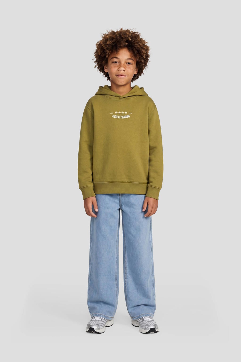 Olijfgroene jongens Me & My Monkey hoodie van katoen met backprint, lange mouwen en capuchon