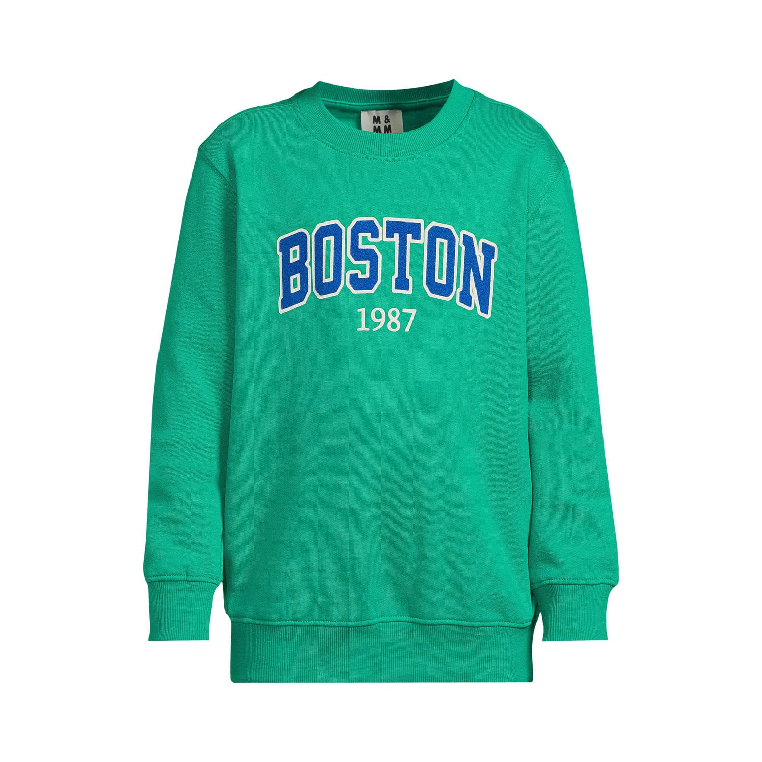 Me & My Monkey sweater met tekst groen