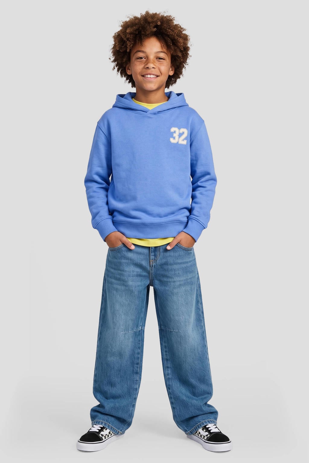 Blauwe jongens Me & My Monkey hoodie van katoen met backprint, lange mouwen en capuchon