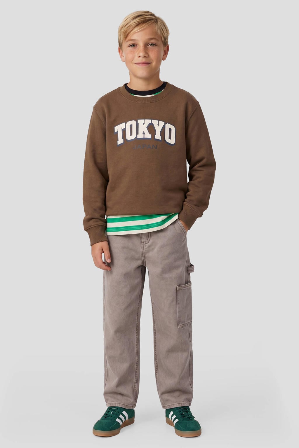 Donkerblauwe jongens Me & My Monkey sweater van katoen met tekst print, lange mouwen en ronde hals