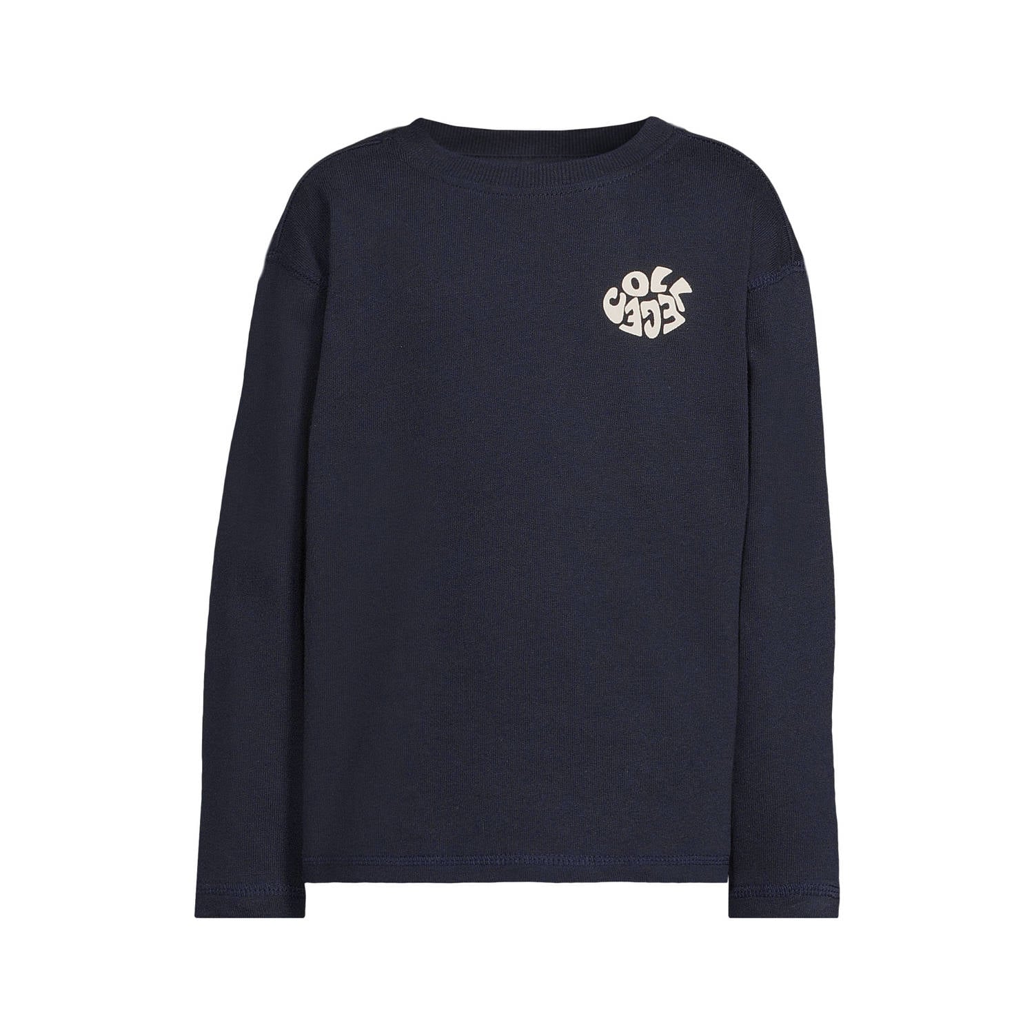 Me & My Monkey rechtvallende longsleeve met backprint donkerblauw