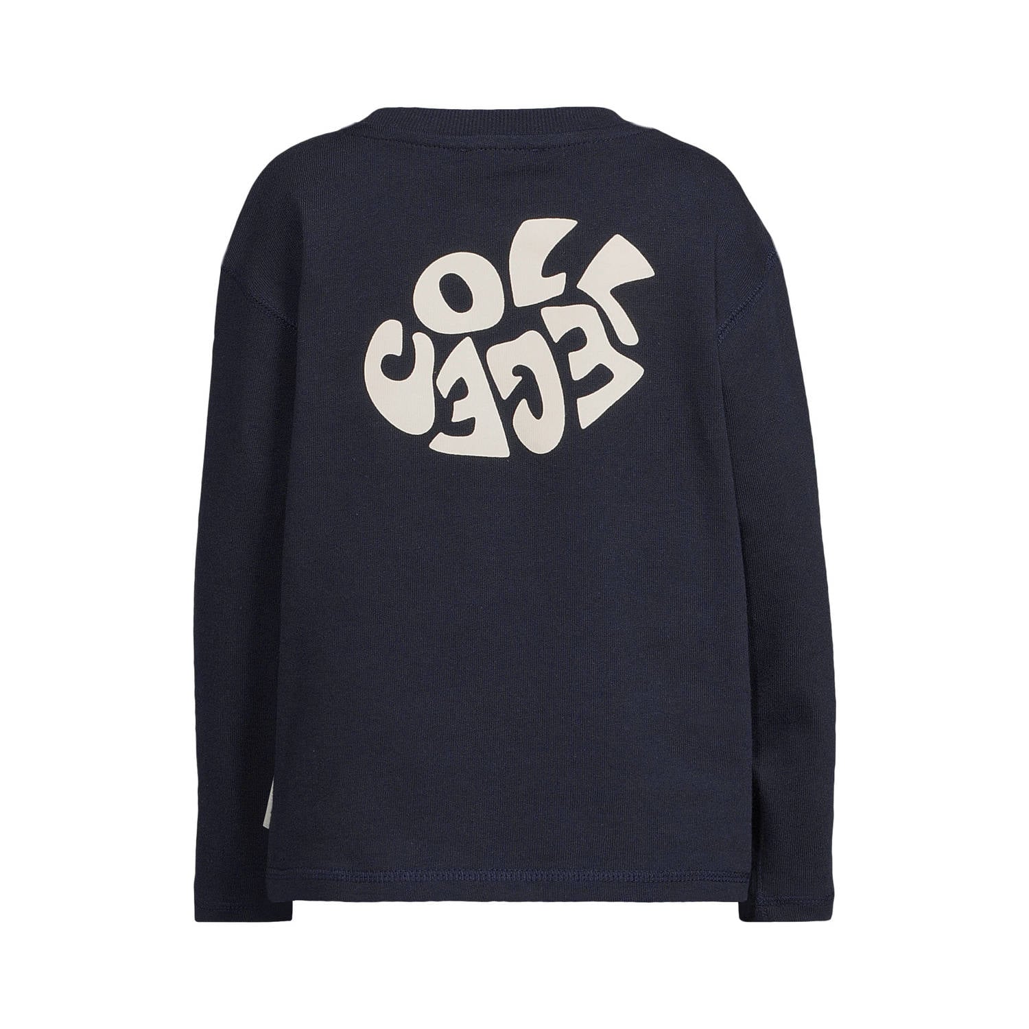 Me & My Monkey rechtvallende longsleeve met backprint donkerblauw