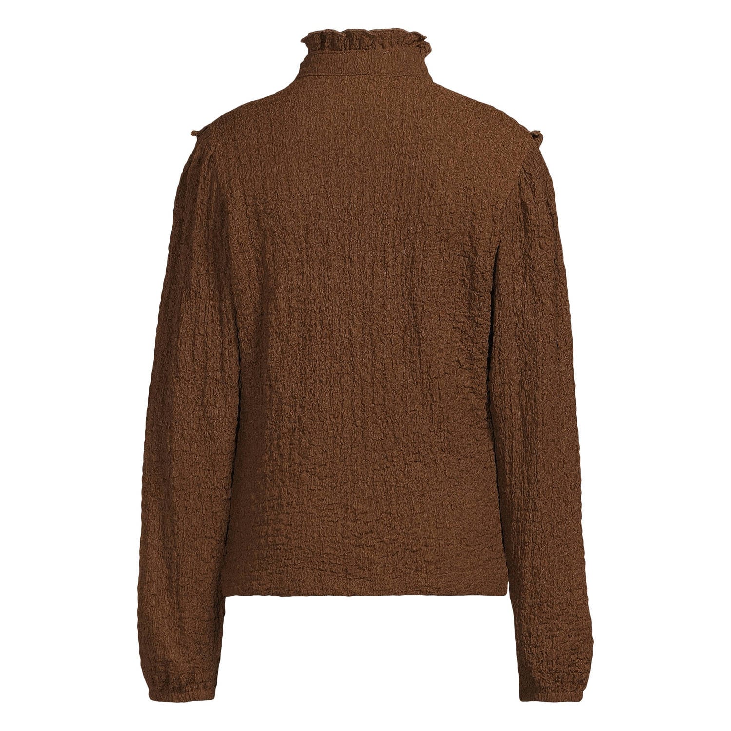 Me & My Monkey rechtvallende blouse met ruches donkerbruin