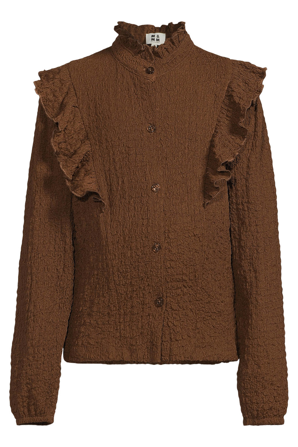 Me & My Monkey rechtvallende blouse met ruches - donkerbruin