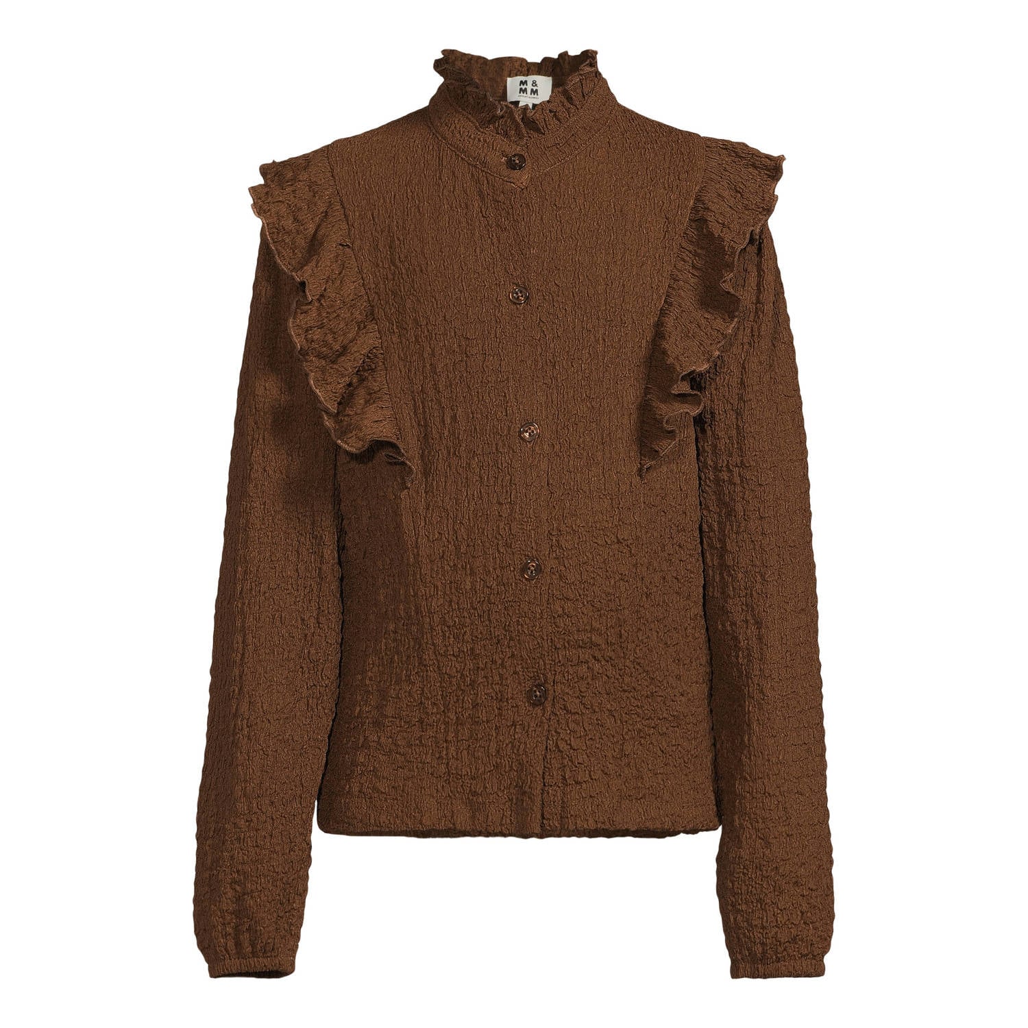 Me & My Monkey rechtvallende blouse met ruches donkerbruin