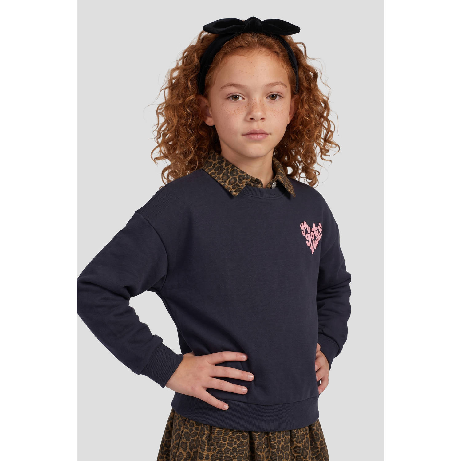 Me & My Monkey rechtvallende sweater met backprint donkerblauw