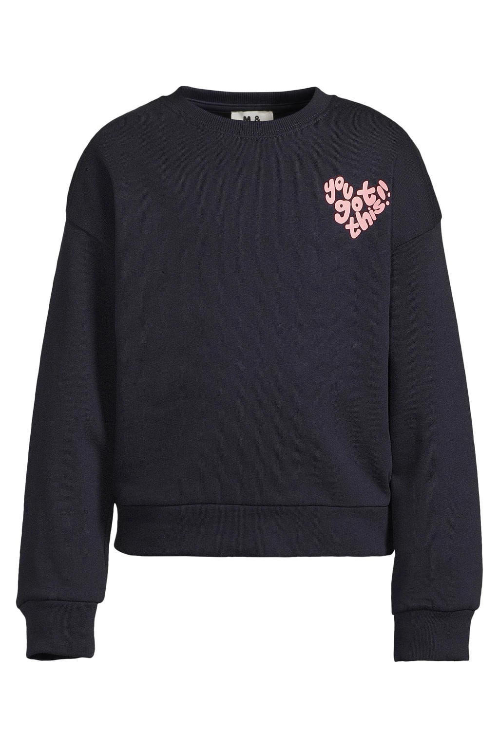 Me & My Monkey rechtvallende sweater met backprint - donkerblauw
