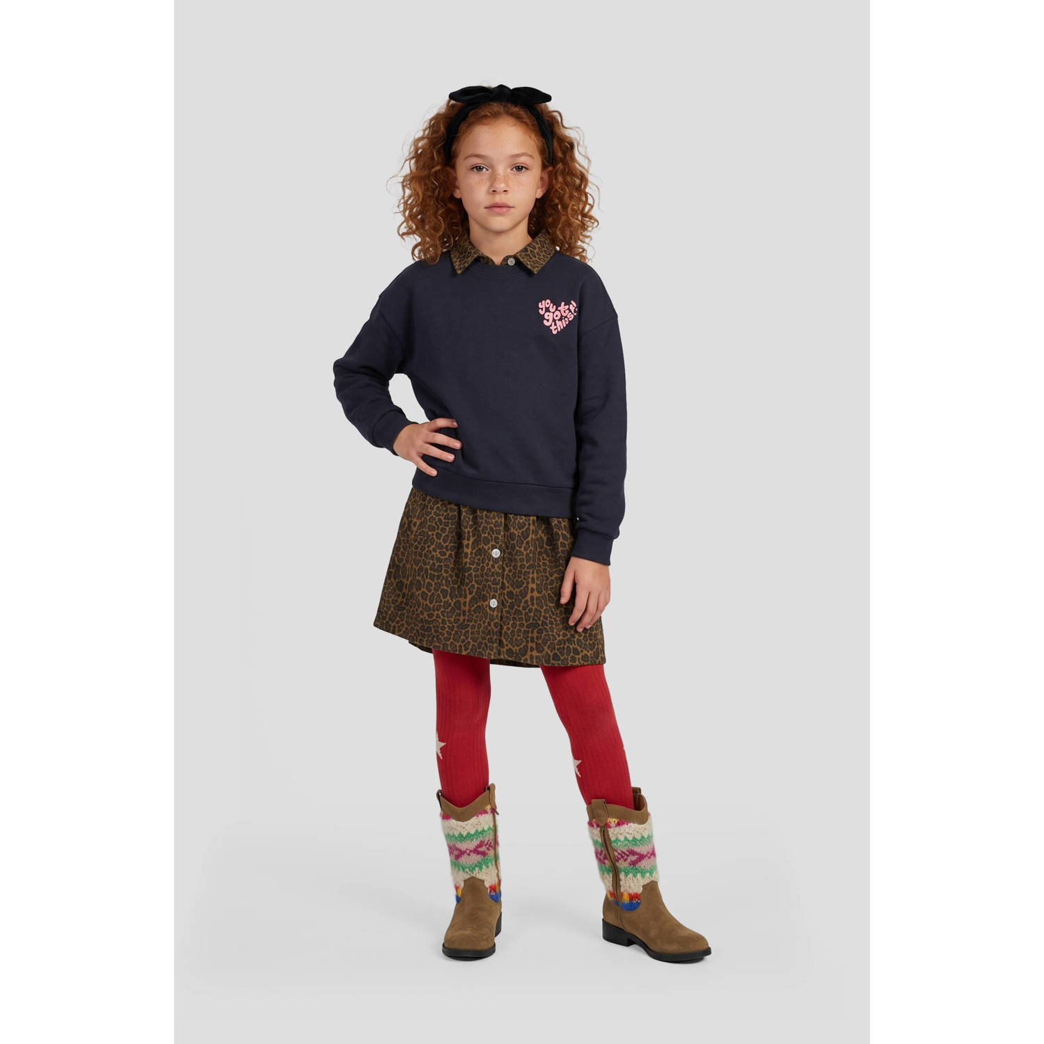 Me & My Monkey rechtvallende sweater met backprint donkerblauw