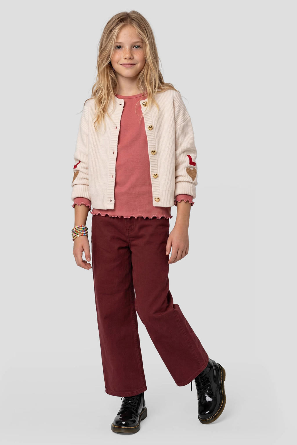 Donkerrode meisjes Me & My Monkey loose fit jeans van denim met regular waist