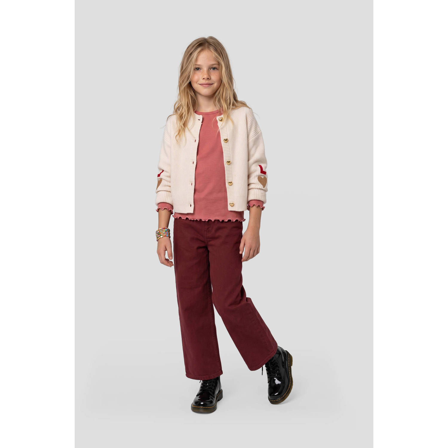 Me & My Monkey loose fit jeans donkerrood