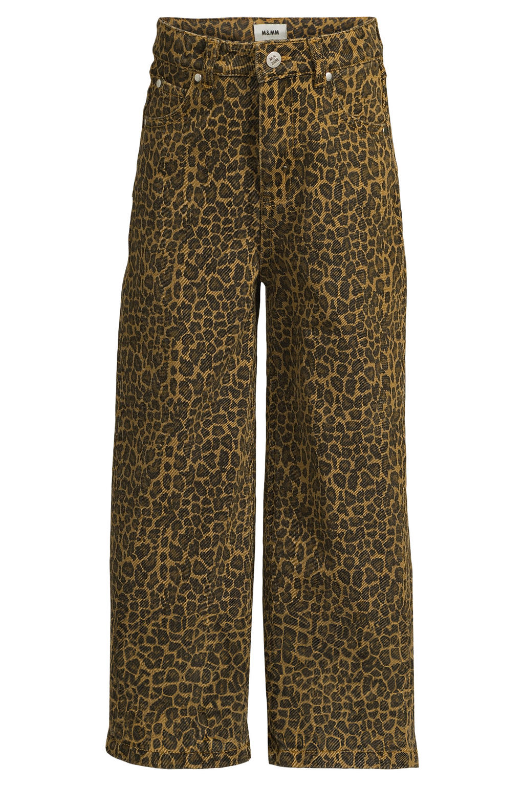 Me & My Monkey loose fit jeans met panterprint - bruin