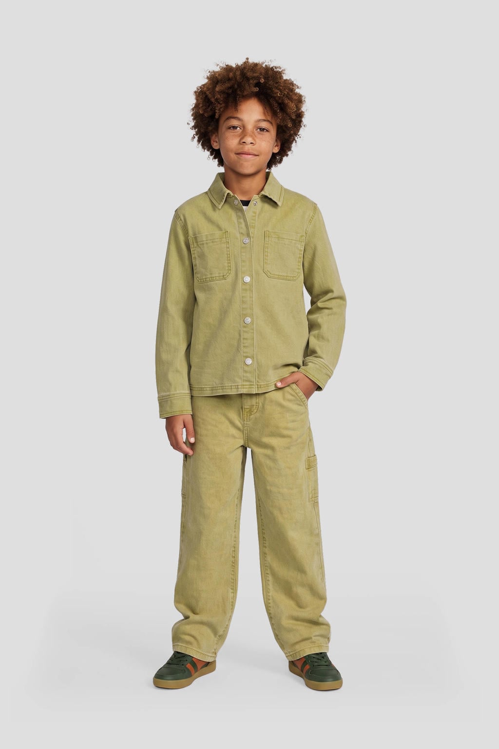 Me & My Monkey denim overshirt - olijfgroen