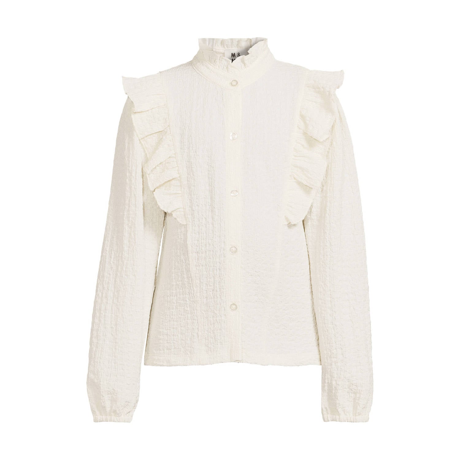 Me & My Monkey rechtvallende blouse met ruches ecru