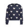 Me & My Monkey rechtvallende gebreide trui met hartjes - donkerblauw