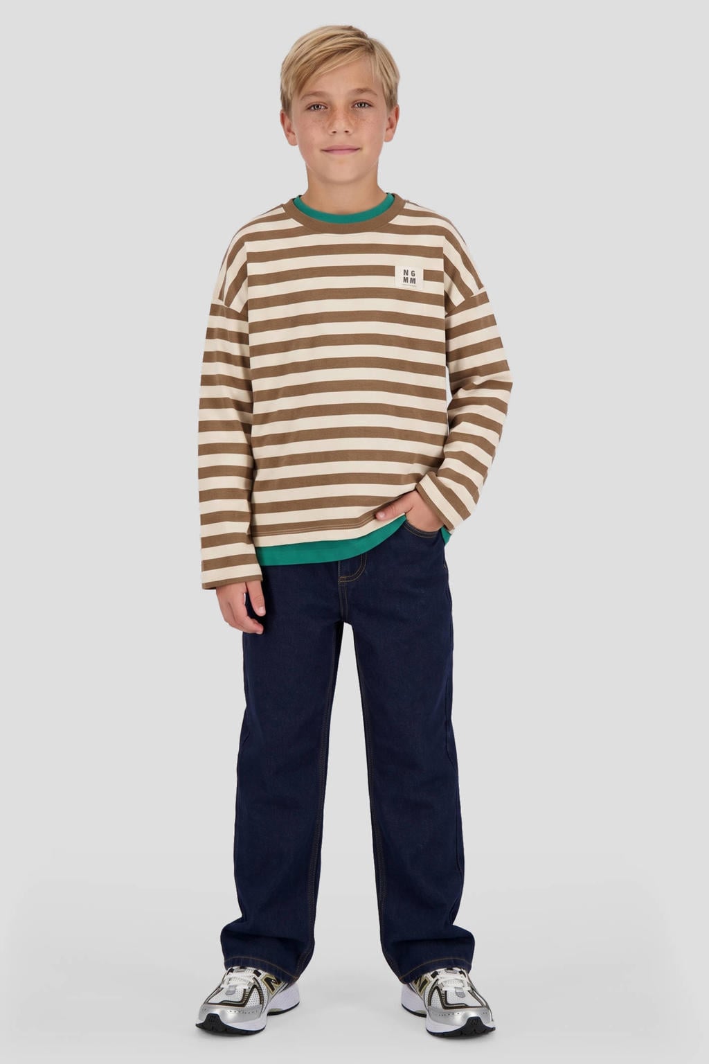 Donkerblauwe jongens Me & My Monkey loose fit jeans van stretchdenim met regular waist