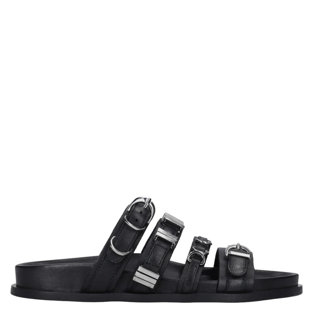 Zwarte dames Sacha leren slippers
